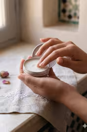 Texture crème déodorant naturel rose – soin déodorant sans aluminium application doigts Ward Bladi - miniature 5