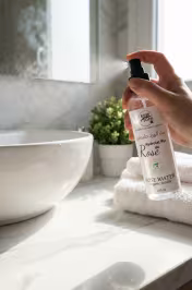 Application spray eau de rose BIO 200ml sur visage – brume rafraîchissante quotidienne routine beauté Maroc - miniature 4
