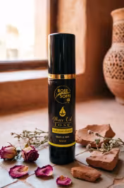 Huile capillaire rose posée devant fenettre – Routine cheveux secs et pellicules Maroc - miniature 5