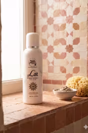 Lait hydratant corps posé sur étagère salle de bain – routine soin peau sèche naturelle Maroc - miniature 3