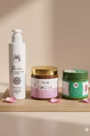 Pack beauté naturelle à la rose 500g Ward Bladi – savon liquide masque argile blanche henné rose peau cheveux Maroc - miniature 1