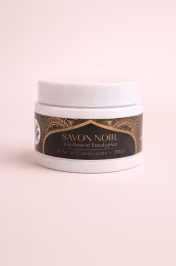 Pot savon noir à la rose et eucalyptus – Black Soap 100% naturelle hammam purifiant blanc or - miniature 1