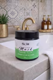 Posé salle de bain Ingrédients argile verte poudre de rose bienfaits peau – Soin purifiant naturel visage Maroc - miniature 5