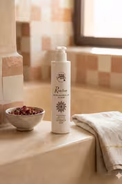 Flacon savon liquide rose 220ml blanc design minimaliste – cosmétique naturelle marocaine Ward Bladi - miniature 5