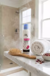 Application shampoing eau de rose sur cheveux – salle de bain Maroc - miniature 5