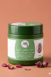 Pot henné à la rose 200g – Henné naturel et poudre de pétales bio Maroc - miniature 1